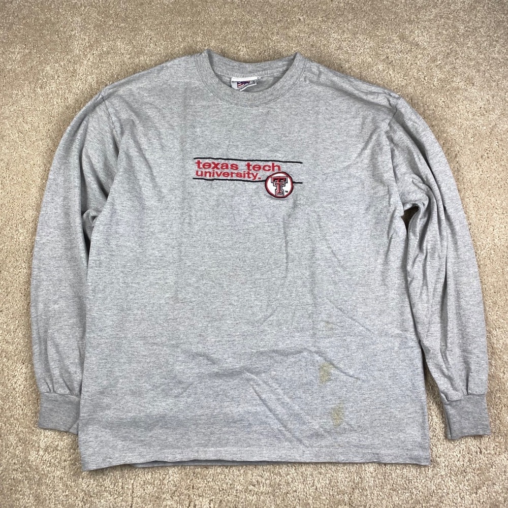 Vintage USA Player Sportswear Texas Tech University Long Sleeve Shirt Gray L